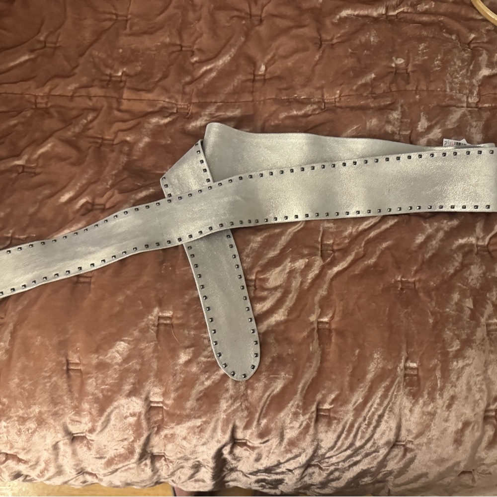 White House Black Market Silver Studded leather Belt